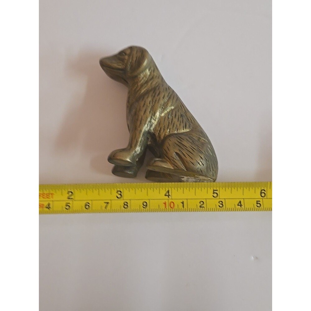 Vintage Solid Brass Dog Figure Paperweight Figurine Paperweight Signed By Action - Picture 9 of 10